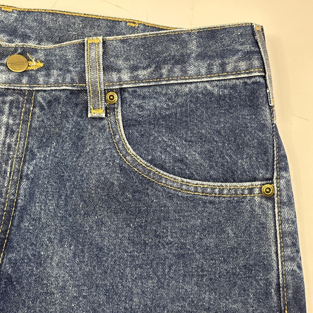 Carhartt Jeans Mens 35x32 (34x33) Blue Denim Straight Relaxed Fit Workwear USA - Picture 8 of 16